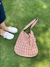 斜め掛けバッグ トートバッグ トマトチェック柄 軽量 夏 インスタ映え 「MOREGOOL」
