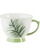 ブルーリリーハウス 陶器製グリーンリーフマグカップ【大容量・朝食用・オートミール対応】