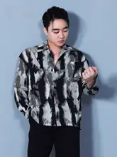 国風デザインの男性用ラテンダンスシャツ【練習・舞台用】