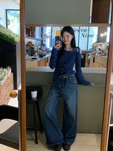 レディース 高腰ワイドレッグデニムパンツ【春用・フィット・ブーツカット】