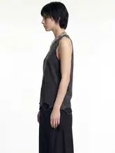 クールなデザインのラウンドネックノースリーブTシャツ【ヴィンテージ風・ウォッシュ加工】