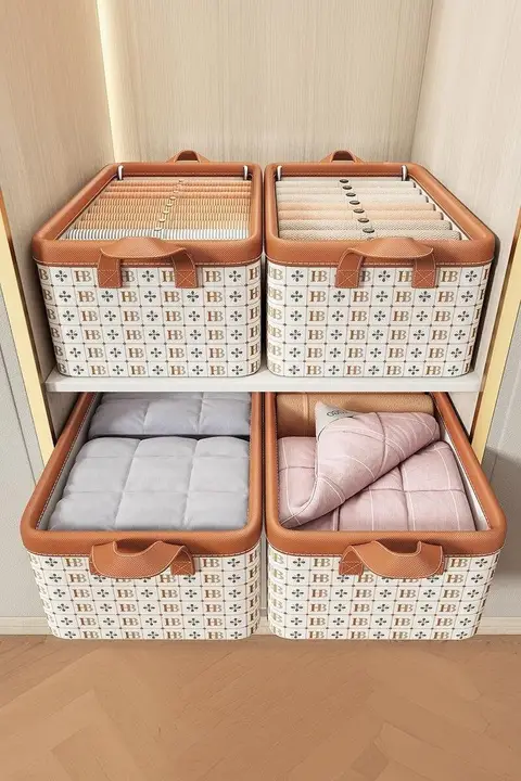 衣類収納ボックス【布製・衣類やパンツの整理に最適・多段階デザイン】（セットアップ対応）