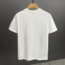 刺繍入り白短袖Tシャツ【メンズ・夏用・フィット】