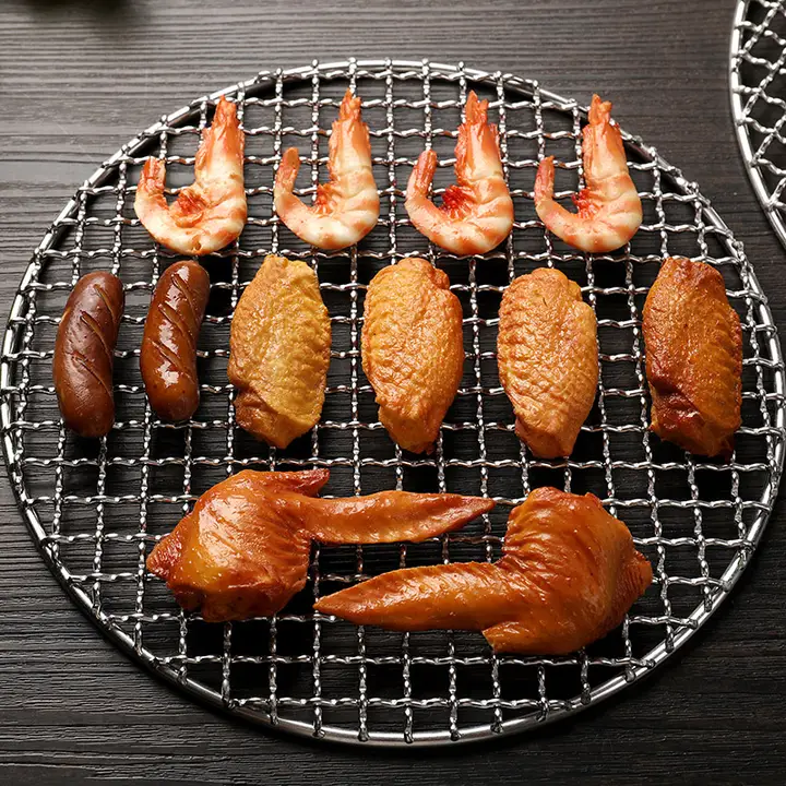 ステンレス製 バーベキュー網【丸型・四角型・脚付き・家庭用・調理用・焼き網】