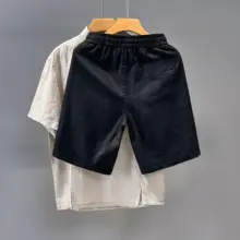 夏用 メンズリネンショートパンツ【ホワイト・綿麻・ビーチ】