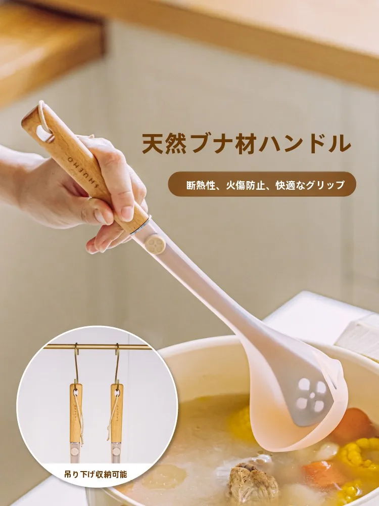 ステンレススチール製スープレードルとスパチュラの2点セット：耐高温・家庭用キッチンツールの実用性と使い分け