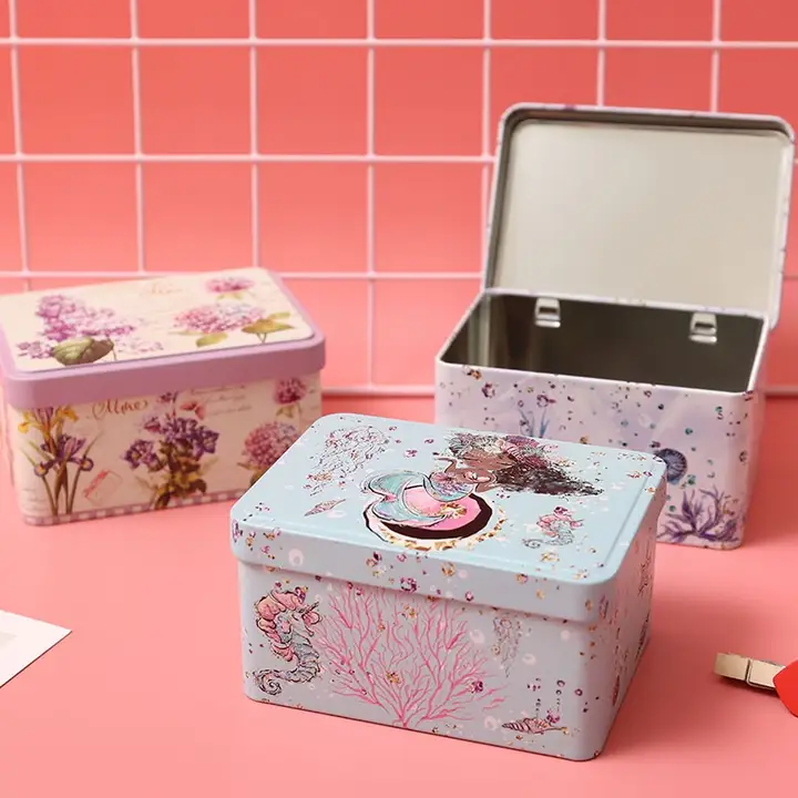 おしゃれな鉄製収納ボックス【ヘアクリップ・口紅用・オフィスや寮に最適・蓋付き・お菓子収納】