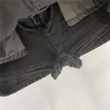 デニム製 超短丈スカート【Aライン・ハイウエスト・女性用】（セットアップ対応）