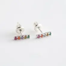 天然宝石ミニT字ピアス【S925シルバー・耳骨用・女性用】