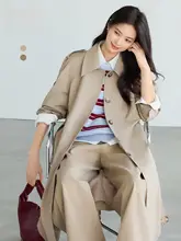 シンプルで上品なデザイン！長款トレンチコート【レディース・春秋用・ボタン付き】