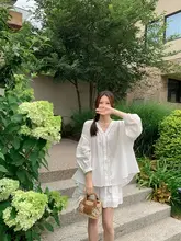 100%コットン 白色 涼感セットアップ【フレンチレースシャツ・女性用・ショートパンツ】