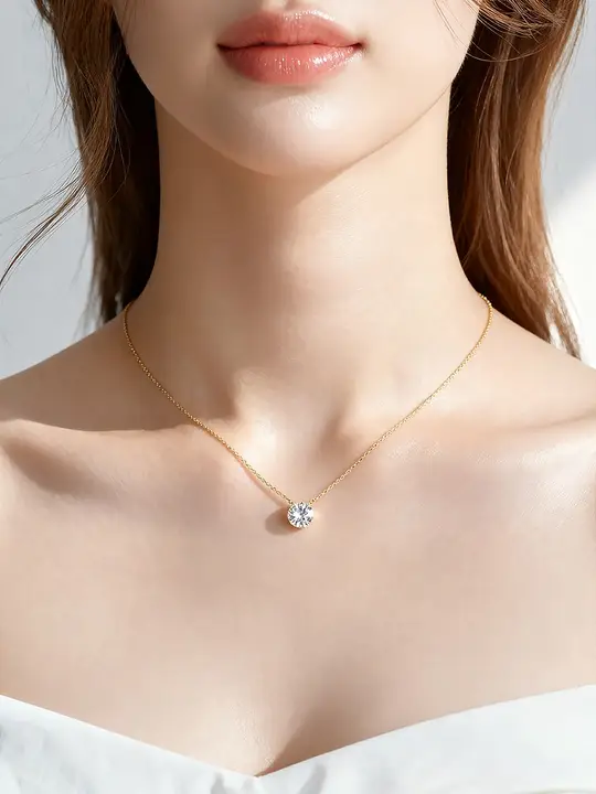 鼻くそダイヤモンドペンダントネックレス【軽やかなデザイン・上品・ロックボーンチェーン】