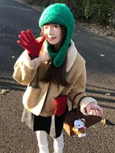 かわいい耳あて付き手編みニット帽【フライトキャップ・編み物風】