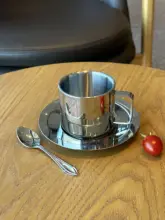 ステンレス製 コーヒーカップ【アメリカンダイナー風・午後のティータイム用・レトロデザイン】（セットアップ対応）