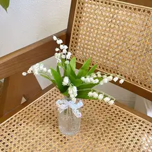 透明ガラスの花瓶【デスク用・スズラン風・造花】【インテリア装飾用】