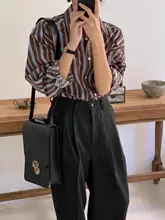 ストライプ柄 長袖シャツ【ゆったりシルエット・春秋向け・ビンテージスタイル】