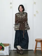 松仁栗子派デザインの仿羊羔毛ダウンジャケット【リバーシブル・厚手・秋冬用】