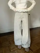 冬用の薄手フレアパンツ【レトロ刺繍・花柄・厚手素材・女性用】