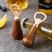 ステンレス製 ビールオープナー【木製ハンドル・クリエイティブ デザイン】