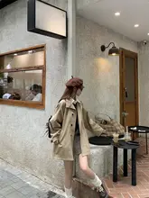 春のカジュアルコート【カカー色・シングルボタンクロージャー・ルーズフィット・スリム効果】