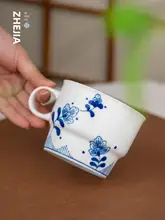 中式手描き青花陶器マグカップ【高級感・カフェ用・家庭用】