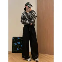 ZZLADY ハイウエスト ワイドレッグ デニムパンツ【カジュアル・ストレートシルエット・レディース】