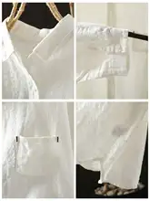 純リネンの米白色シャツ【ゆったりフィット・通勤・夏用・翻訳襟】