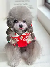 ペット用衣類 猫・犬用 ふわふわ小熊襟付きサロペットドレス【秋冬・クリスマス・新年用】