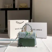 ショルダーバッグ レディース ミニバッグ スクエアバッグ チャイナテイスト 刺繍 花柄 パール 着回し「MackJanice」