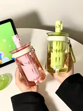 夏用トライタン製プラスチック水筒【高温対応・女性向け・ストロー付き・持ち運び便利】