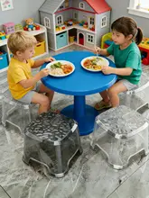 シンプル現代デザインの透明プラスチック製子供用チェア【滑り止め・厚手・家庭用・幼稚園用】