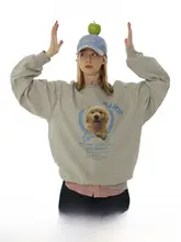 可愛いフリースの犬デザインプルオーバー【グレー・ラウンドネック・男女兼用】（セットアップ対応）
