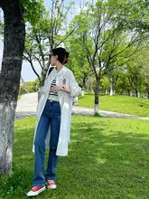 レトロハイウエストストレートデニムパンツ【女性用・スリムフィット・秋冬対応】