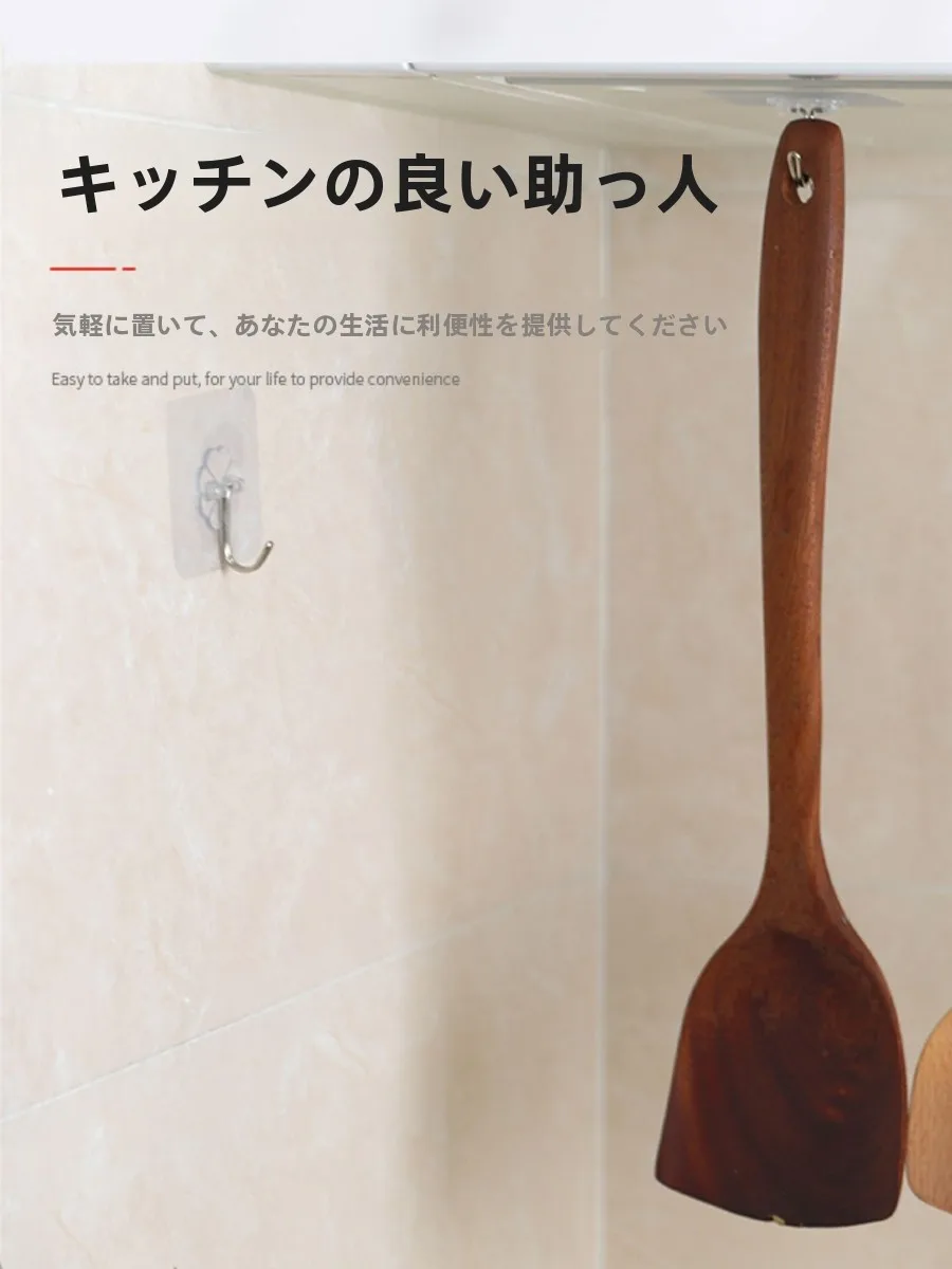 透明強力粘着フック：穴あけ不要・防水設計でキッチンやバスルームを安定的に固定