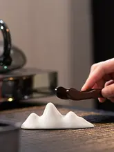 羊脂玉の白磁製筆置き【シンプルモダン・茶具アクセサリー用・陶製】