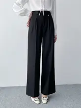 高腰ストレートワイドパンツ【エレガント・オフィス・通勤用】