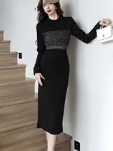 シルバーラメニットロングドレス【フレンチスタイル・秋冬用・スリムフィット】