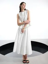 タックプリーツデザインのブラウス【フレンチスタイル・半身スカート・ロング】（セットアップ対応）