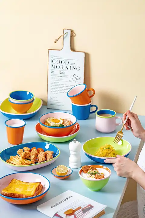 ezicok 陶製ボウルセット【朝食用・多用途・フルーツ・サラダ用】