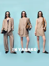 無領ジャケット【カジュアルスタイル・上品なAライントップス・パンツ】（セットアップ対応）