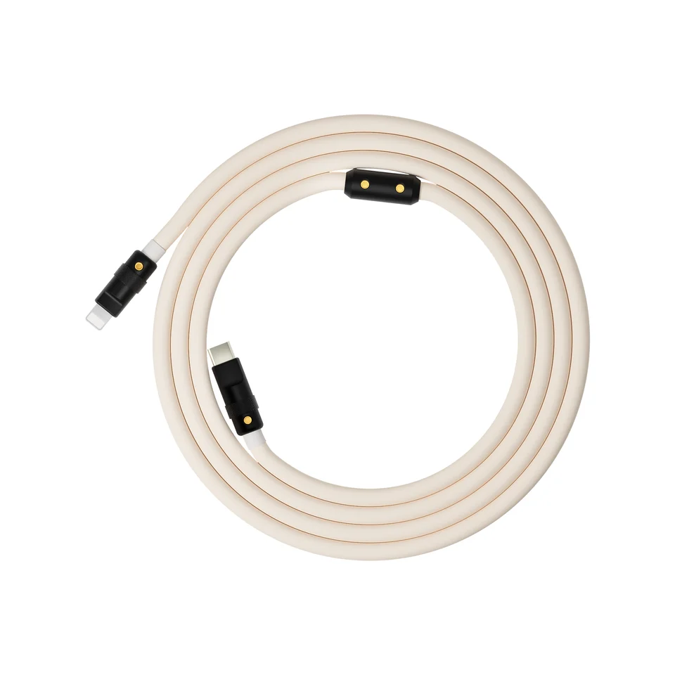 iPhone対応極上の柔らかさ充電データケーブル【PD急速充電・シリコン製・ブラック】