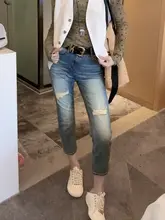 大きいサイズのハイウエストデニムパンツ【スリム効果・ストレート・春用・ヴィンテージスタイル】