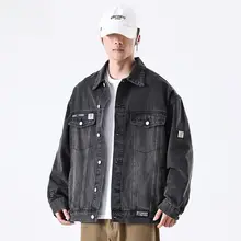 メンズ ブラックデニムジャケット【ルーズフィット・上質感・クールデザイン】
