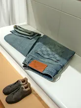 ヴィンテージ風デニムパンツ【春用・ストレートシルエット・ゆったりフィット】（セットアップ対応）