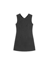 立体花刺繍デザインの背面スリーブワンピース【秋用・ウエスト絞り】