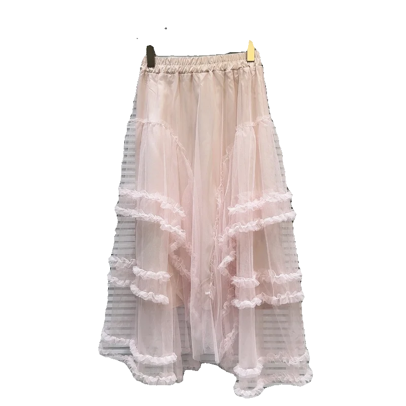 フラワーレースデザインの中長ドレス【甘いマーメイドスタイル・チュール素材】