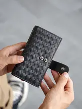古代製の第一層牛革織りマルチカードスロットカードホルダー