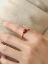 ヴィンテージ南紅のリング【天然マルチ肉赤瑪瑙・エッグシェイプデザイン・赤色宝石】