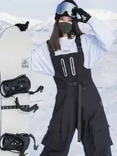 スノーボードパンツ オーバーオール ブラック ワイド 防水 防寒 保温 冬の新作