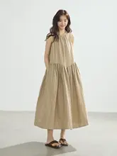 極上の柔らかさ！リネン製 ロングワンピース【春夏用・通気性・肩出し・ノースリーブ】